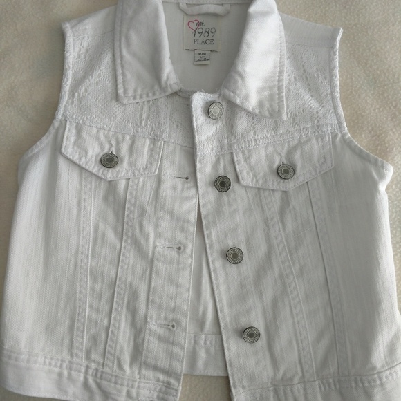 girls white denim vest